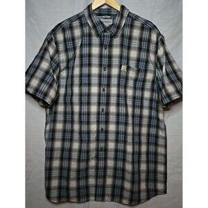 Carhartt Shirt Mens XL Tall, Relaxed Fit, Plaid Button Down Short Sleeve, Pocket